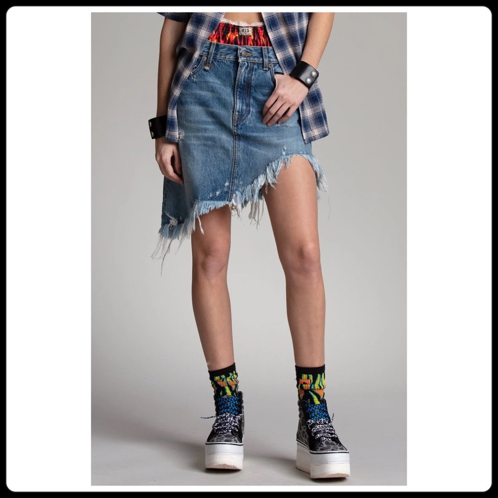 R13 asymmetrical denim skirt size 26